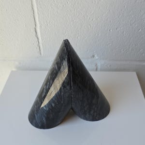 Marble Stone Modernist Cylindrical Bookends Pair