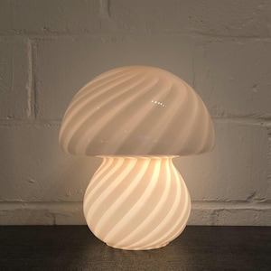 Soft Pink Swirl Murano Mushroom Lamp