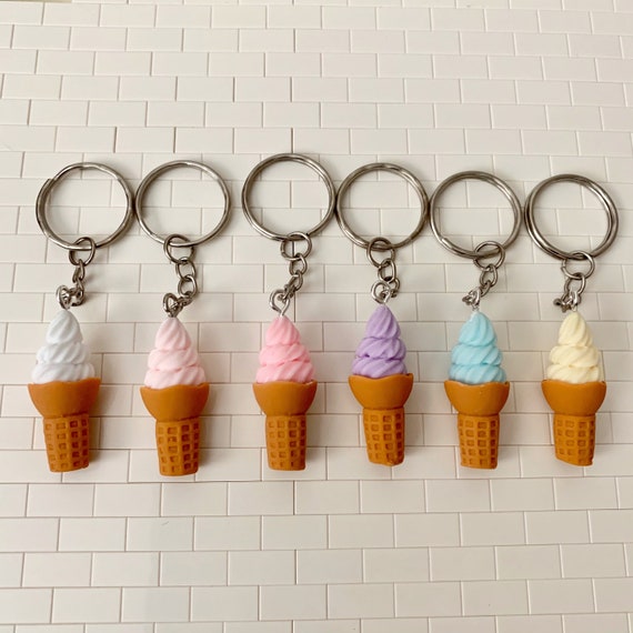 Ice Cream Miniature Keychain Sundae Waffle Cone Etsy