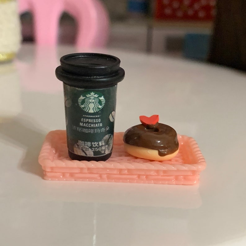 Starbucks Coffee and Chocolate Donut in a Tray for Blythe Etsy