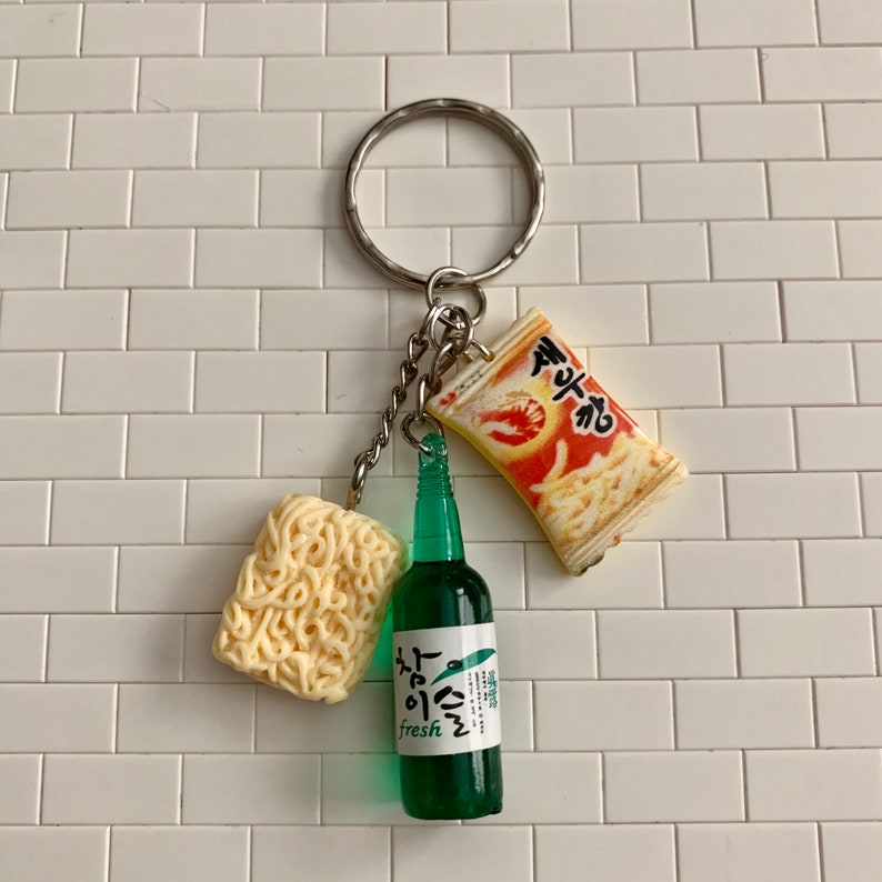 Soju and Instant Ramen Bowl Keychain Kawaii Etsy