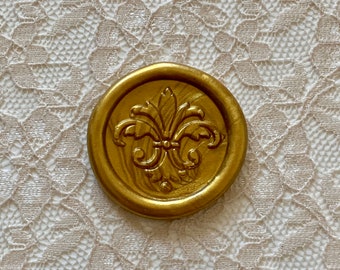 Fleur de Lis Peel and Stick Flexible Wax Seals, 1.2 Inches in Size with One Inch Adhesiv