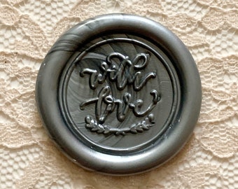 With Love Peel  and Stick Flexible Wax Seals, 1.2 Inches in Size with One Inch Adhesive