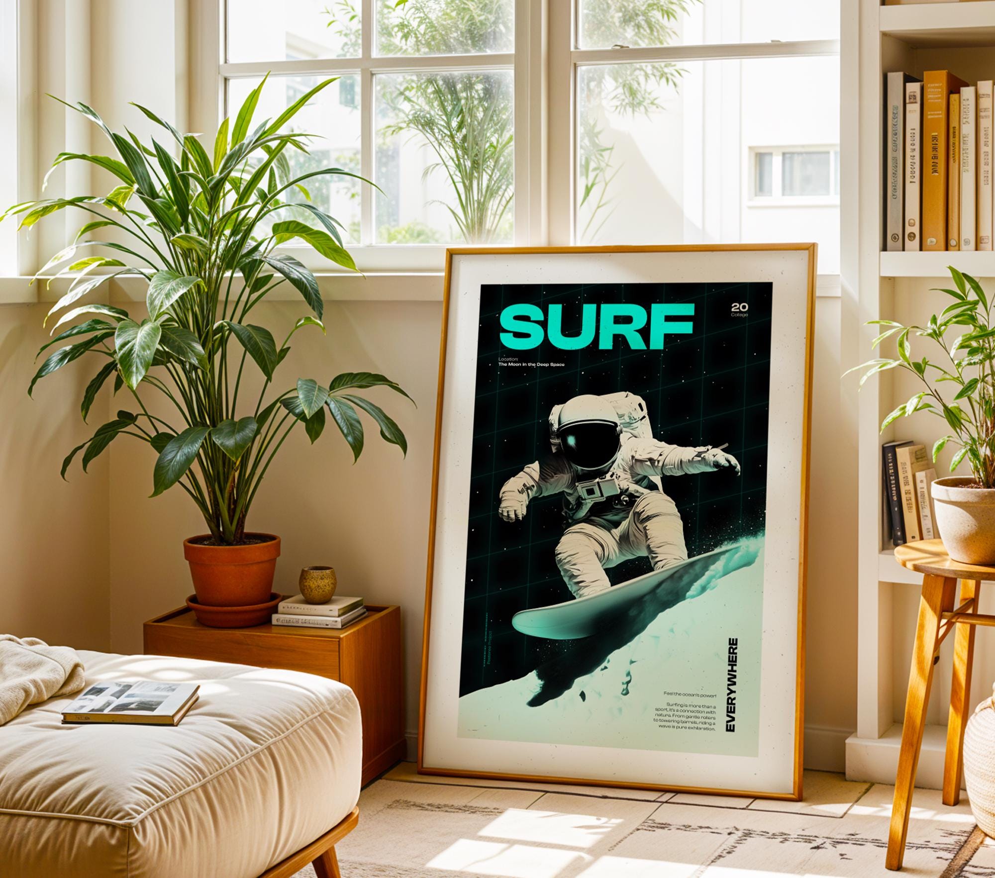 Astronaut Surfing Digital Poster, Space Surf Art Print, Sci-fi Surfer ...