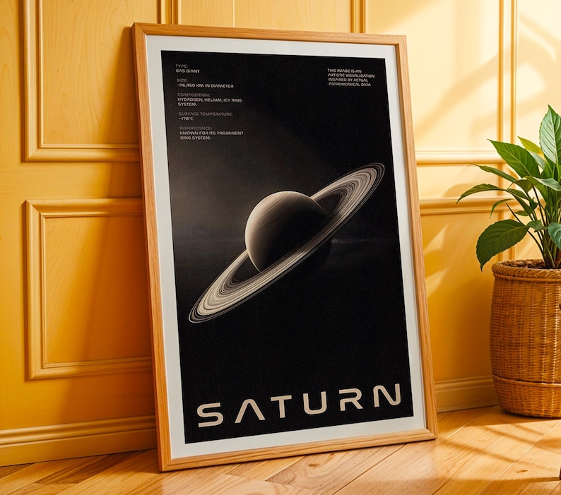 Saturn Planet Poster – Retro Space Wall Art With Iconic Rings, Vintage ...