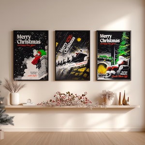Christmas Manga Poster Set - Funny Santa Art Prints for Holidays, Home Decor & Gifting - Cozy, Urban and  Comic Style Wall Art