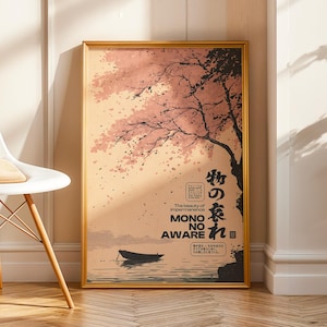Mono no Aware Druckbares japanisches Poster - Gelassene Sakura Kunst, Vergänglichkeit und Naturphilosophie