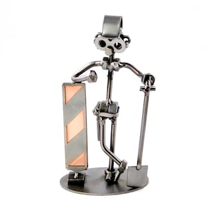 Handmade Road Workers Figurine Rustic Metal Art Gift for Construction Lovers Creative Fathers Day Present Decor for Home Office