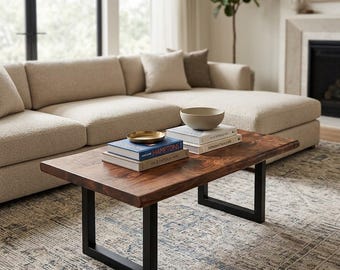Massief walnoot salontafel, moderne houten tafel, woonkamermeubels