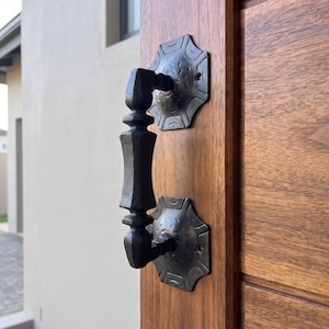 Ornate Metal Door Pull Handle, Rustic Entry Hardware, Black Silver Gold, 10.6 Inch