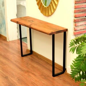 Mobiletto per il trucco rustico in noce, toletta fatta a mano con cassetti, consolle in legno naturale, scrivania in legno Drasuvar, organizer per la camera da letto