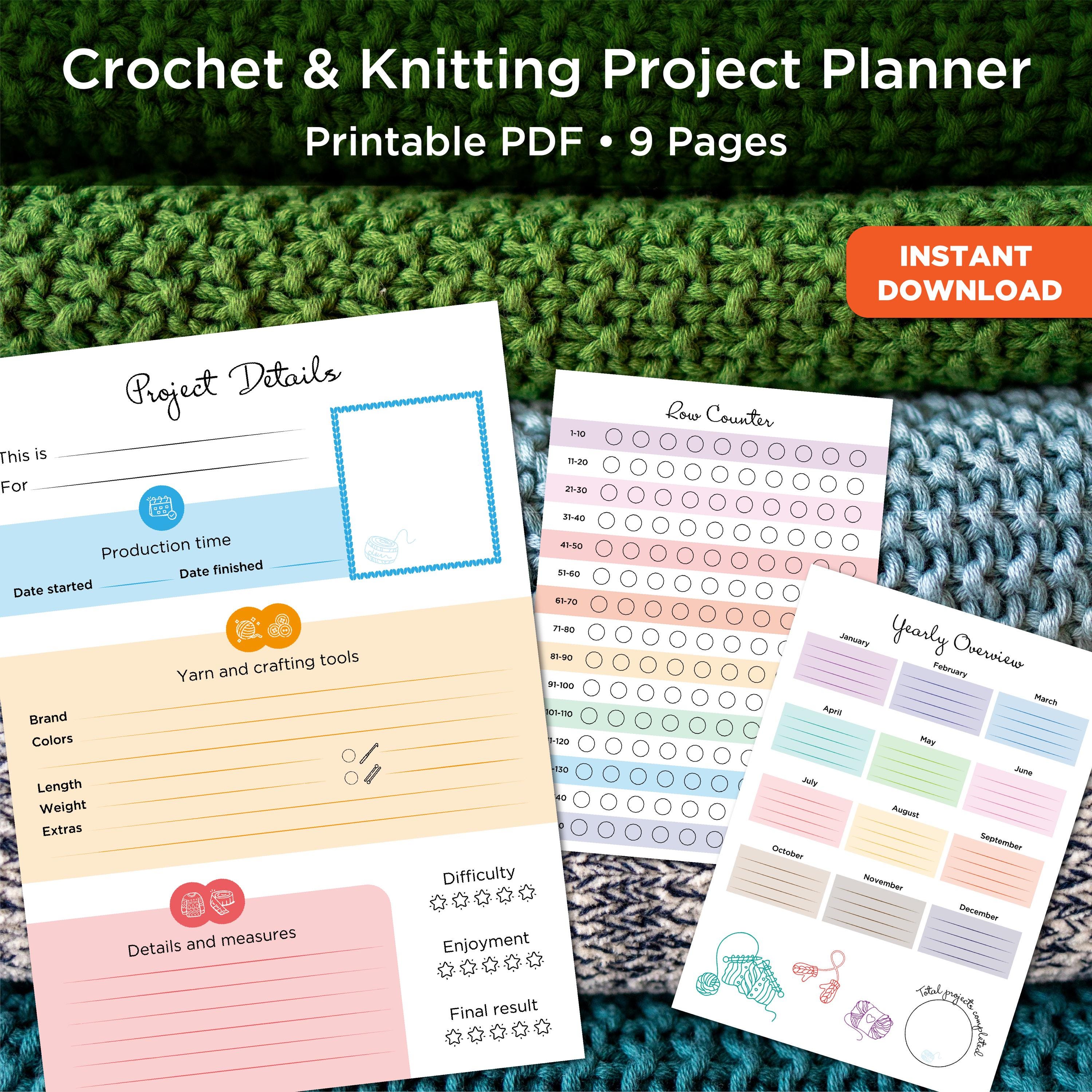 Crochet & Knitting Planner Printable PDF | Project Tracker, Yarn ...