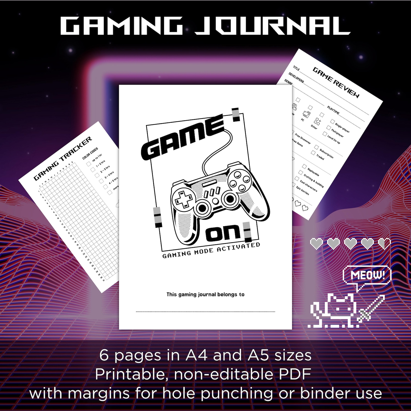 Gaming Journal: Game Tracker, Planner (printable PDF) - Etsy