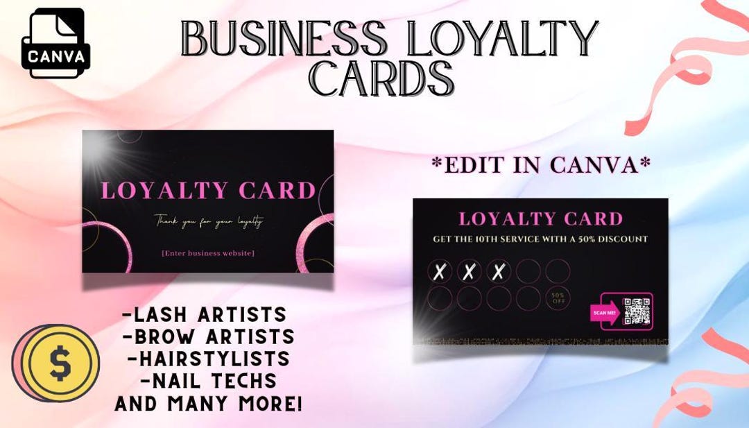 Editable Loyalty Card Template Canva | Reward Card Small Business ...