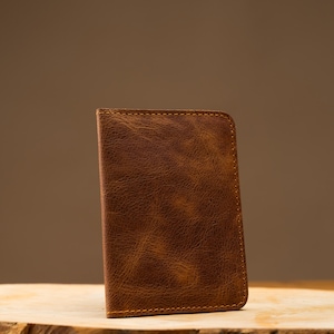 Cartera de cuero minimalista genuina, diseño sofisticado de primera calidad, regalo perfecto para él, hombres y papá