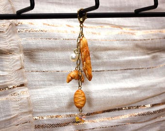 Bakery Bread Keychain – Handmade Polymer Clay Croissant & Baguette Charm, Gift for Food Lovers
