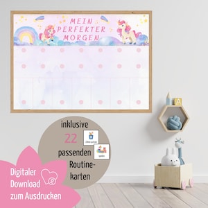 Rutina matutina para niños unicornio / plan de rutina con tarjetas de rutina / conjunto de rutinas para niños pequeños / organizar la vida cotidiana de los niños / para imprimir