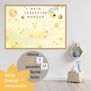 Rotina matinal para abelha infantil / plano de rotina com cartões de rotina / conjunto de rotina infantil / organizar o dia a dia das crianças / imprimir