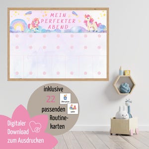 Rotina noturna para crianças unicórnio / plano de rotina com cartões de rotina / conjunto de rotina infantil / organizar o dia a dia das crianças / para imprimir