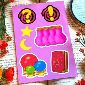 Wizard-Inspired Sticker Sheet | Magical Icons, Objects, Potions, Book, Symbols | Fantasy Stickers for Journals, Laptops, Water Bottles