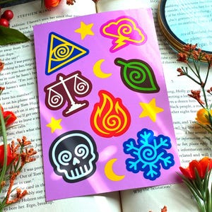 Wizard Inspired Sticker Sheet - Schools of Magic Fantasy Stickers - Witch, DND & Gamer Stickers for Journals, Laptops and Water Bottles