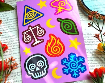 Wizard Inspired Sticker Sheet - Schools of Magic Fantasy Stickers - Witch, DND & Gamer Stickers for Journals, Laptops and Water Bottles