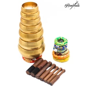 Premium Beaten Singing Bowl Set of 7 – Handcrafted Tibetan & Himalayan Chakra Healing Bowls