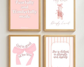 Pink Christian Wall Art: Girly Bible Verse Prints (Digital Download)