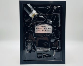 Whiskey Broken Bottle Art Jack Daniels Gentleman Epoxy Resin