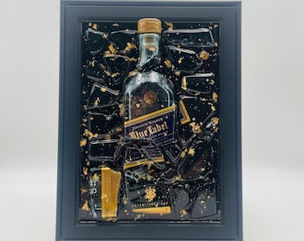 Johnnie Walker Blue Label Gold Broken Bottle Art epoxyhars