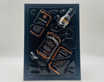 Jack Daniels Bronze Master Zerbrochene Flasche Kunst Epoxyharze