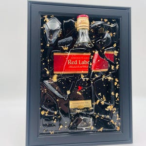 Johnnie Walker Red Label Defekte Flasche Kunst Whisky Epoxidharz Bild 2