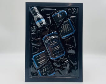 Whiskey Broken Bottle Art Jack Daniels Blue Epoxy Resin