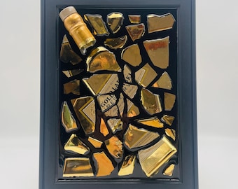 Johnnie Walker Broken Bottle Art Gold Reserve label Epoxy Resin Home Decor