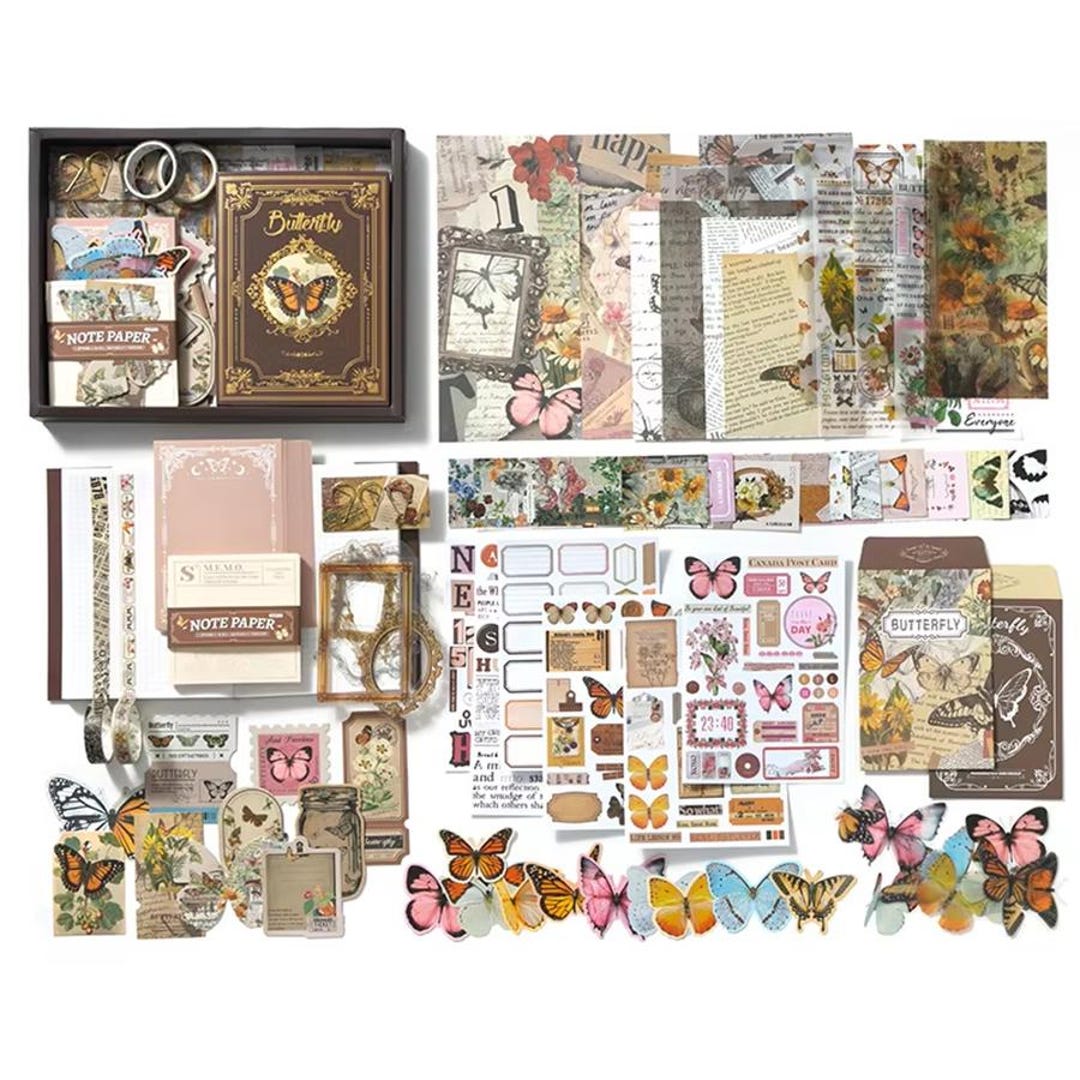 140 Pcs Scrapbooking Supplies Kit, Vintage Aesthetic Scrapbook Kit for ...