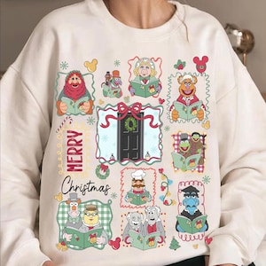 Vintage The Muppet Christmas Carol Coquette Bow T-Shirt, Disney Miss Piggy And Kermit Holiday Shirt, Mickey's Very Merry Christmas Party Tee