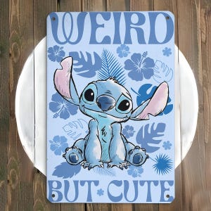 Stitch Weird But Cute Poster, Watercolor Disney Lilo & Stitch Canvas, Cute Blue Alien Print for Kids Room or Home Decor, Stitch Lovers Gift