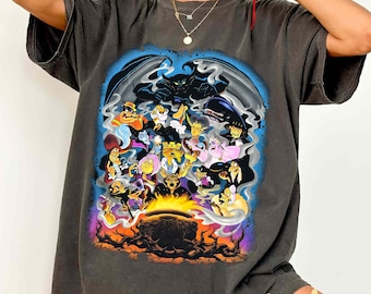 Camiseta vintage de personajes de villanos de Disney, camiseta de Chernabog, Reina Malvada, Cruella, Úrsula y Maléfica, camiseta de bruja malvada, viaje a Disneyland 2026