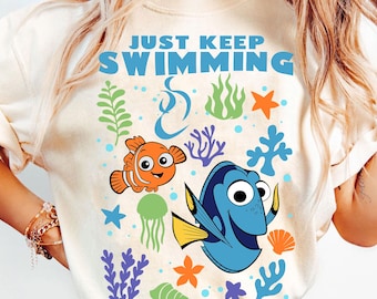 Disney Finding Nemo Dory Shirt, Retro Just Keep Swimming T-shirt, Disney Underwater Trip Shirt, Disneyworld Disneyland Family Matching Tee