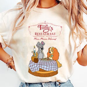 Disney Lady And The Tramp Tony’s Town Square Restaurant Shirt, Spaghetti Scene Cute Couple Disney Tee, Disneyland Family Trip Matching 2025