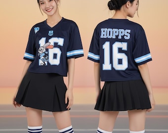 Süße Judy Hopps 16 Häschen-Polizei All-Over-Print Crop Top Baseball, Zootopia Jersey, Disney Zootopia Crop Top, Disney Baseball Jersey