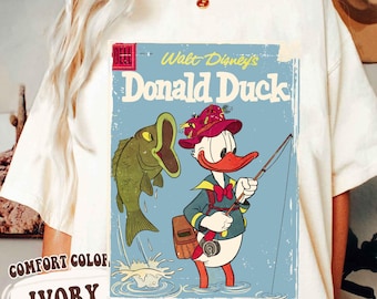 Retro Walt Disney's Donald Duck Fishing T-Shirt, Donald Bass Fly Fishing Tee, Funny Donald Duck Shirt, Magic Kingdom Tee, Fishing Lover Gift