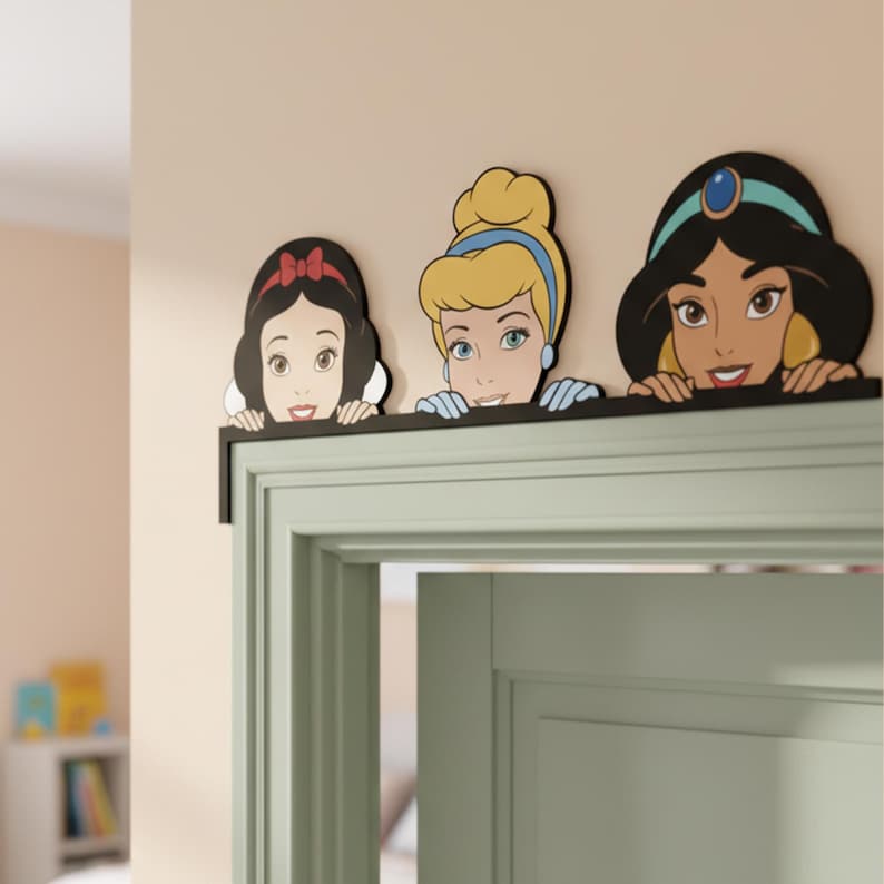 Disney Princess Door Corner Sign, Ariel Belle Aurora Wooden Door Topper ...