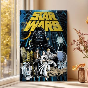 Vintage Star Wars Darth Vader Stormtrooper Poster, Star Wars Classic Movie Poster, Star Wars Trilogy, Minimal Movie Poster, Star Wars Gift