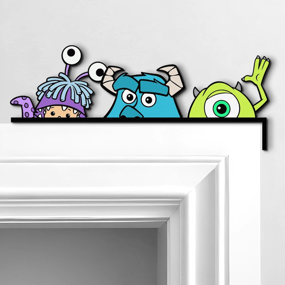 Cute Monster Door Topper, Blue Green Purple Monster Wall Decor