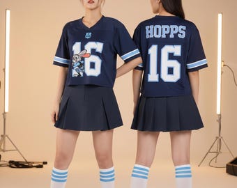 Cute Judy Hopps 16 Bunny Police All-over Print Crop Top Baseball, Zootopia Football Jersey, Disney Zootopia Crop Top, Disney Baseball Jersey