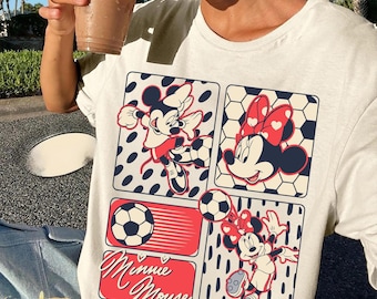 Vintage Minnie Mouse Soccer Team T-Shirt, Disney Minnie Football Team Shirt, Minnie Sports Girl Gift, Disneyland Girl Trip Tee, Gift For Her