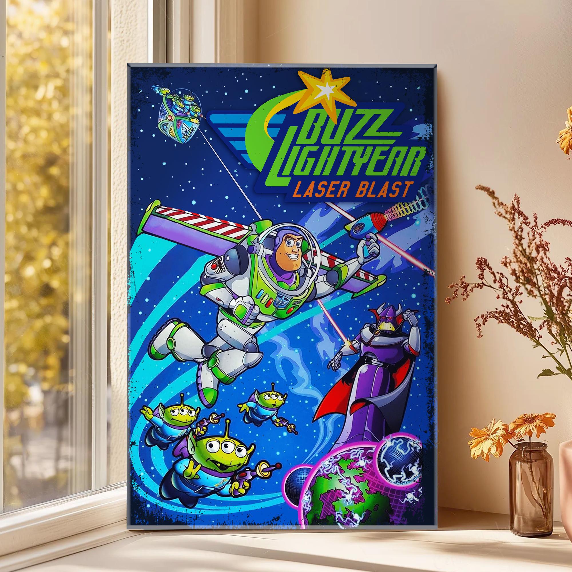 Discover Buzz Lightyear Laser Blast Poster Disney Toy Story Canvas Disney Space Ranger Wall Decor Pixar Alien Canvas Print Boys Room Decor