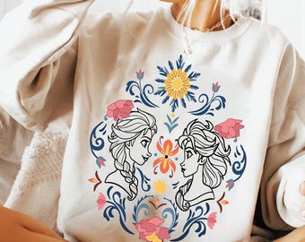 Camiseta floral de la princesa Elsa y Anna de Disney Adventure World, camiseta de primavera de Frozen World, conjuntos para vacaciones en Disney