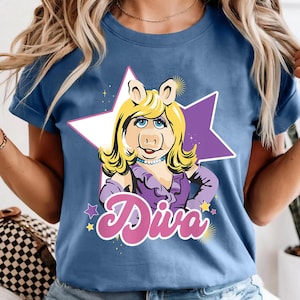 Vintage Miss Piggy Diva Pose Portrait T-shirt, Funny Miss Piggy Glam Style shirt, The Muppets Shirt, Disneyland Girl Trip Tee, Gift For Her